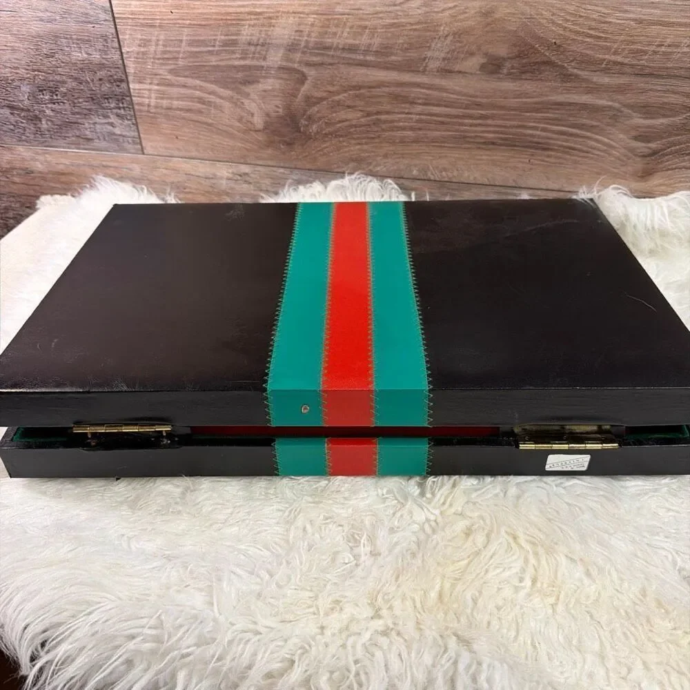 Vintage Casino Game Set/Case Roulette Craps Poker Chips Cards Baccarat Flawed